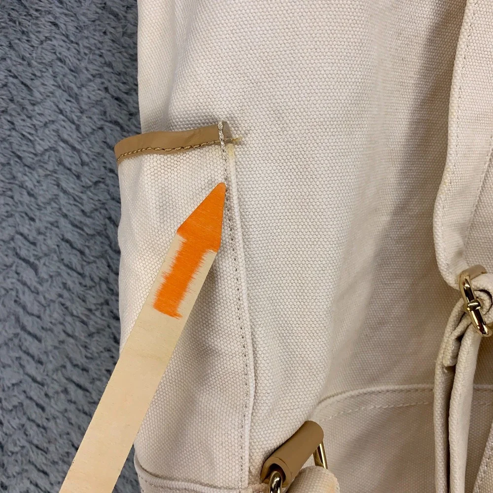 Vineyard Vines Backpack Womens OS Cream Blue Stripe Canvas Drawstring Nautical